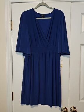 MSK Cobalt Blue Surplice Midi Dress with Flutter Sleeves